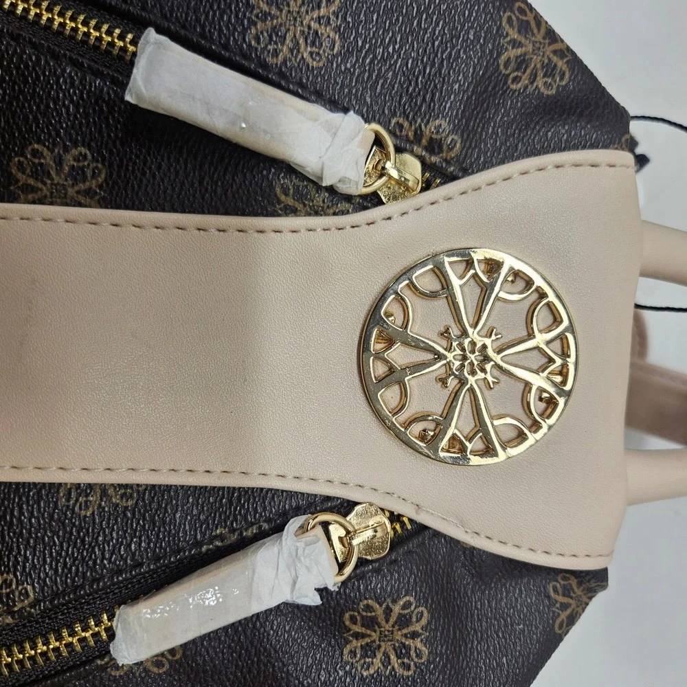 Avon Monogram Backpack Womens OS Brown Cream Gold Hardware New